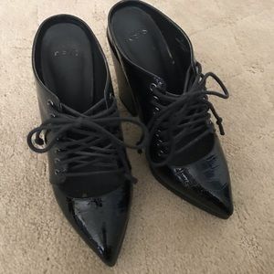 ASOS black patent leather mules